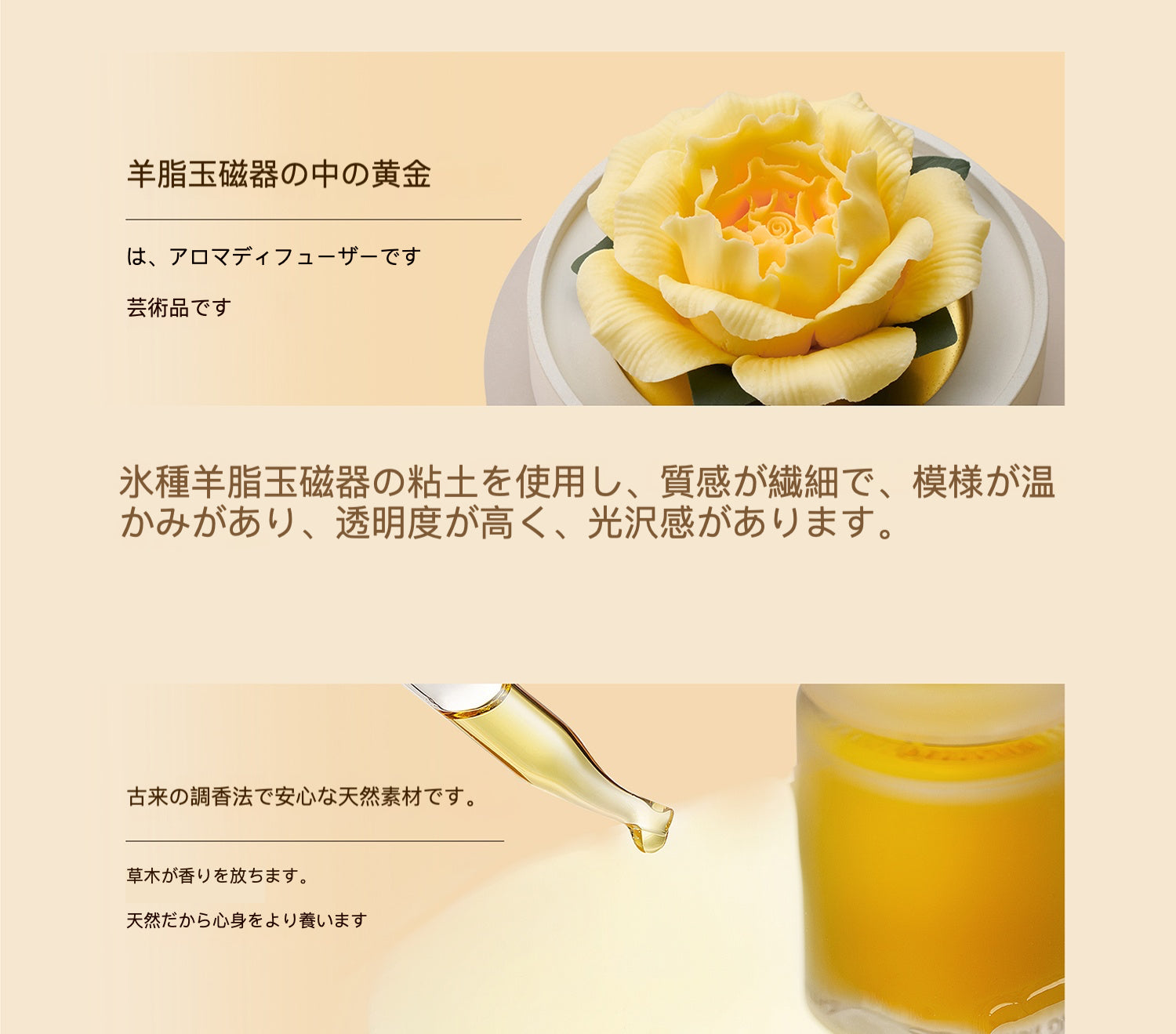 黄バラ 陶磁器の花香炉