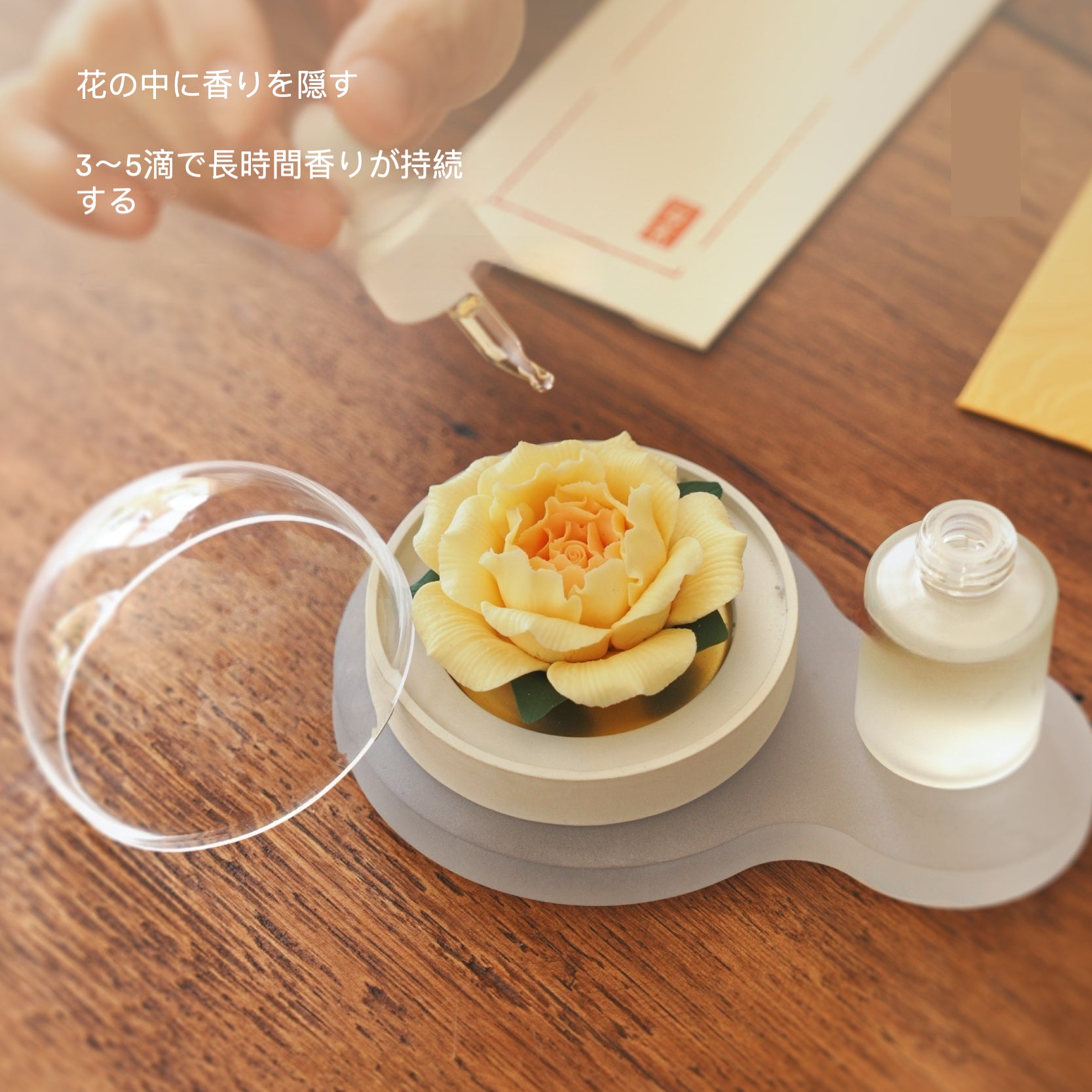 黄バラ 陶磁器の花香炉